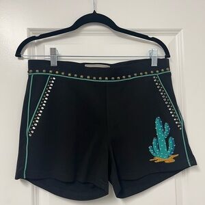 Double D Ranch Black High Waist Shorts with Cactus Embroidery